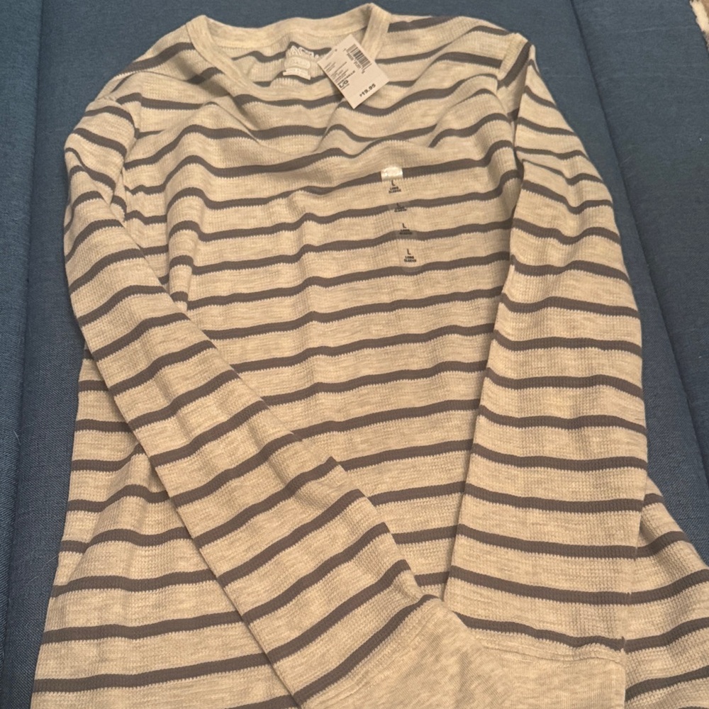 The Children's Place Cream and Gray Striped Shirt
